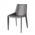 Italian minimalist black saddle leather dining chairs